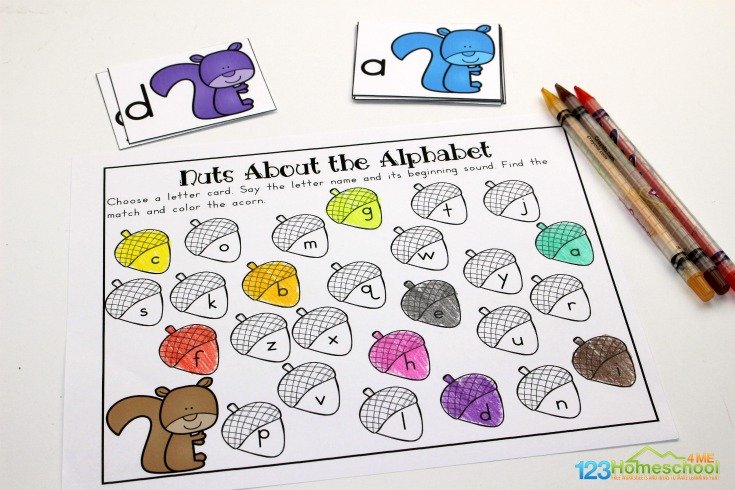 FREE Printable Nuts About the Alphabet Game for Fall