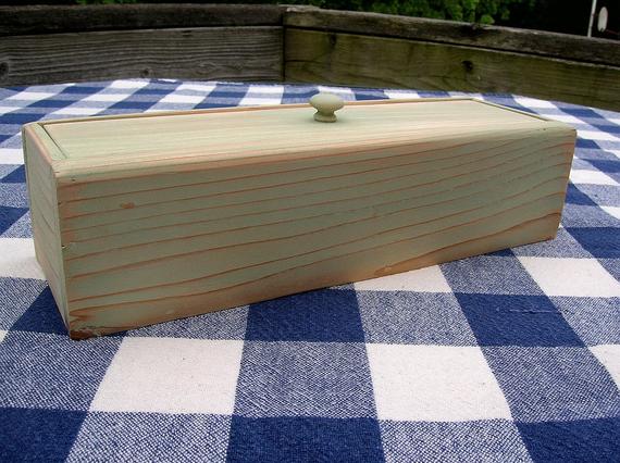 Box with Lid - Cedar - Jewelry Organizer, Desk Organizer, Painted Light Green, Distressed by IrishDayFair