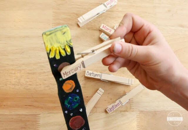 Paint Stick Solar System Model Project and Activity for Kids