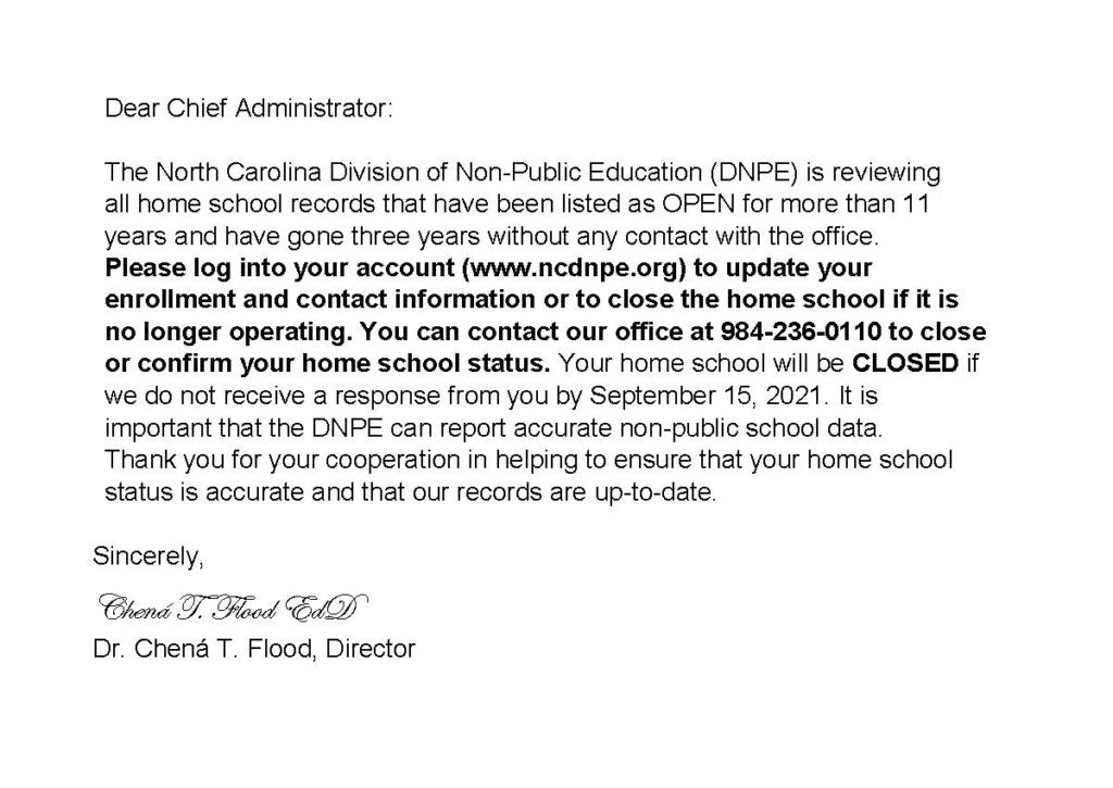 Has DNPE Closed Your Homeschool?