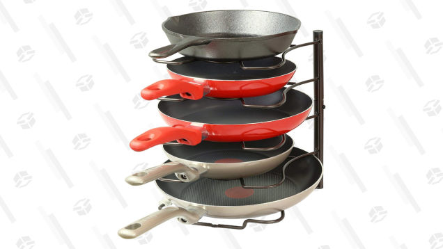 Reorganize Your Messy Kitchen Cabinet With This $14 Pan Rack