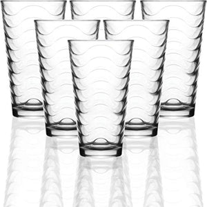 Circleware 40133 Pulse Set of 6-15.75 oz Heavy Base Highball Drinking Glasses Tumblers Ice Tea Beverage Cups Glassware for Water, Juice, Beer and Bar Decor Gifts, 6pc