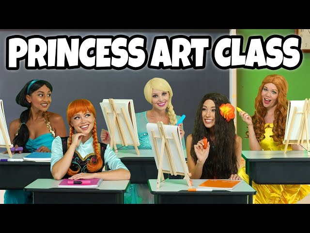 What Happens at Princess Art Class when Genie Teaches Elsa and Anna, with Belle, Jasmine and Moana