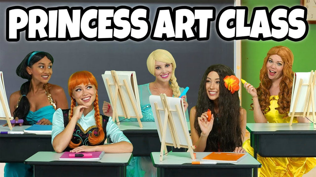 What Happens at Princess Art Class when Genie Teaches Elsa and Anna, with Belle, Jasmine and Moana