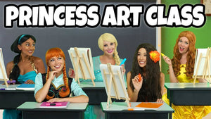 What Happens at Princess Art Class when Genie Teaches Elsa and Anna, with Belle, Jasmine and Moana