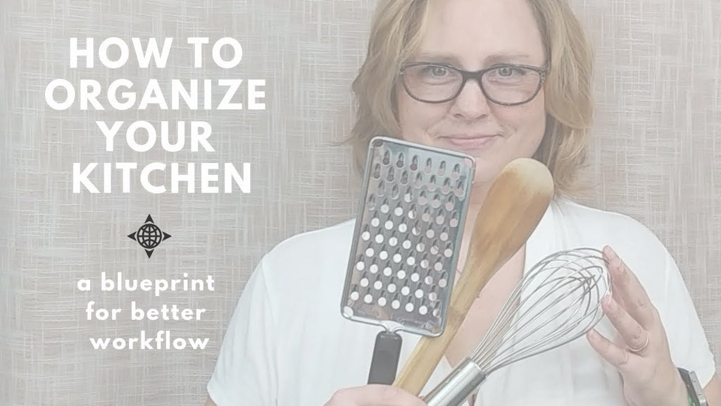 Organize your kitchen by mapping all your cabinets and drawers into zones