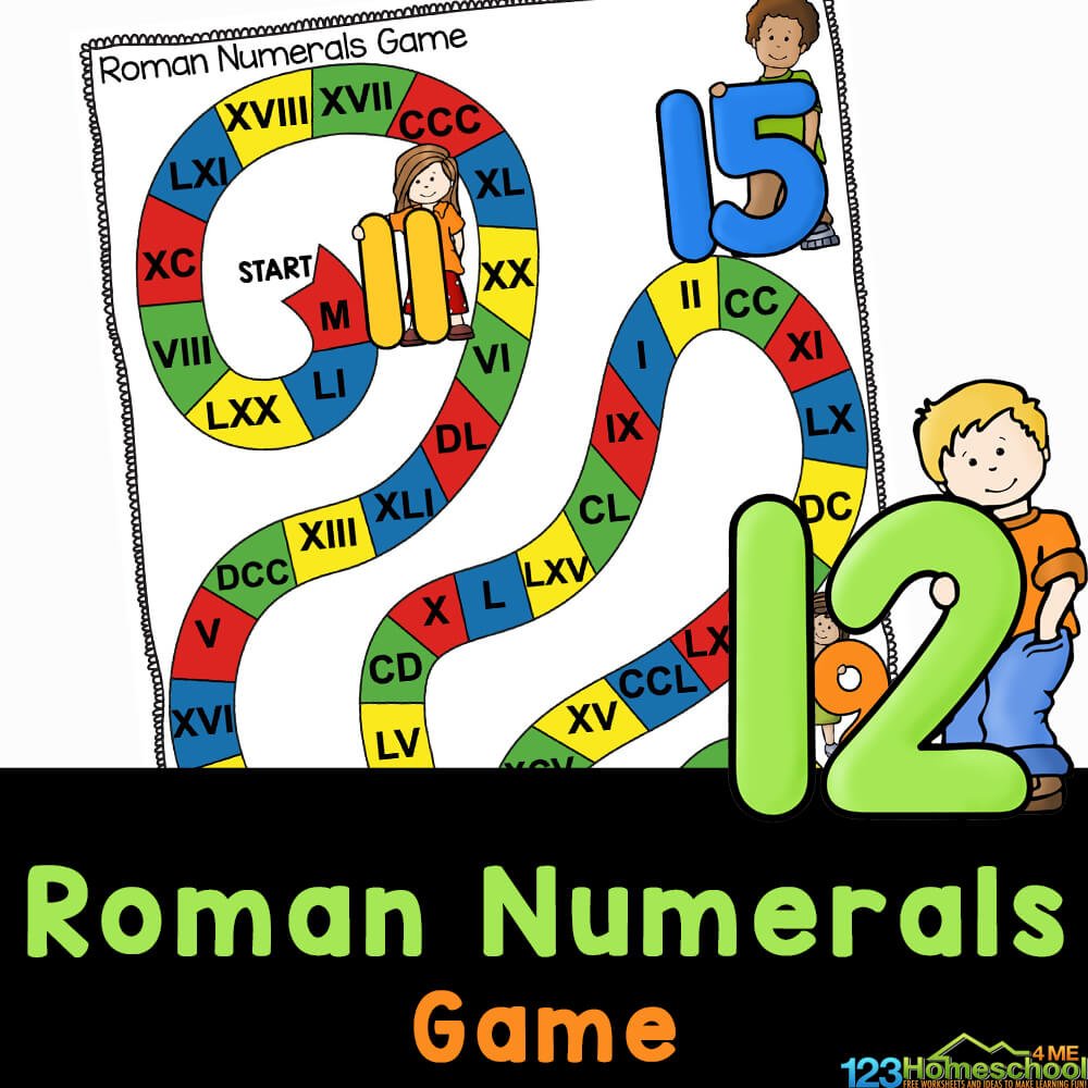FREE Printable Roman Numerals for Kids Board Game