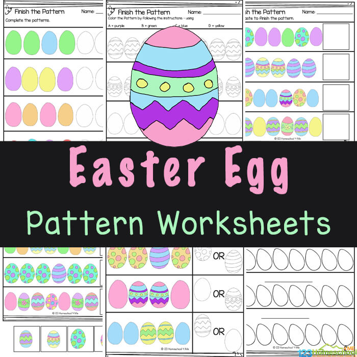 Easter Patterns Math Worksheets for Kindergarten