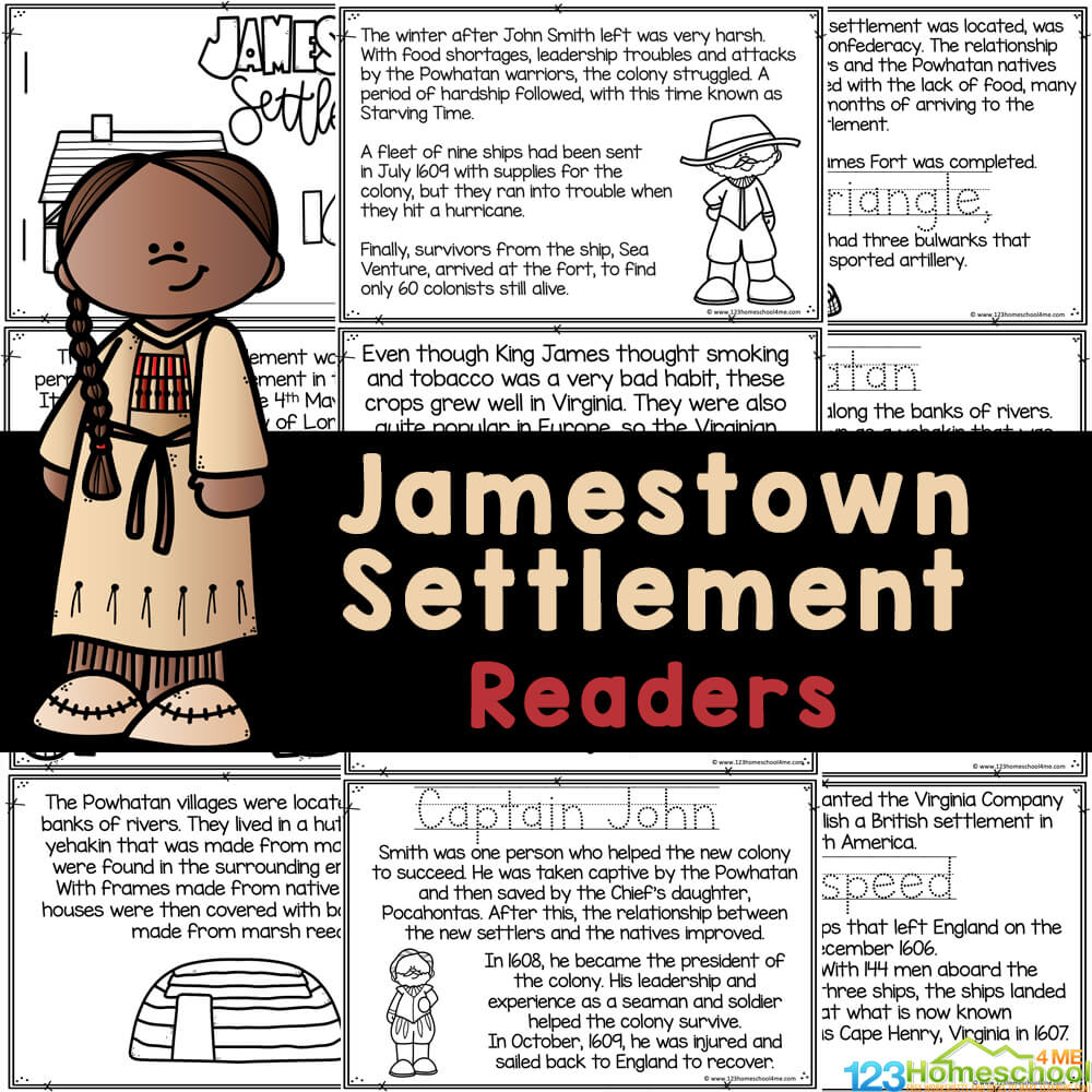 FREE Printables Jamestown for Kids Book to Read, Color, and Learn