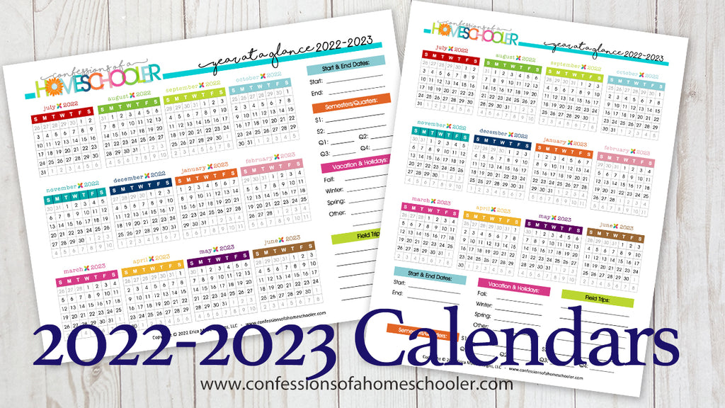 2022-2023 Year-at-a-Glance Printable Calendar