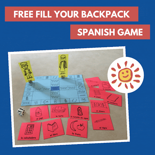 Downloadable Fill-Your-Backpack Game in Spanish