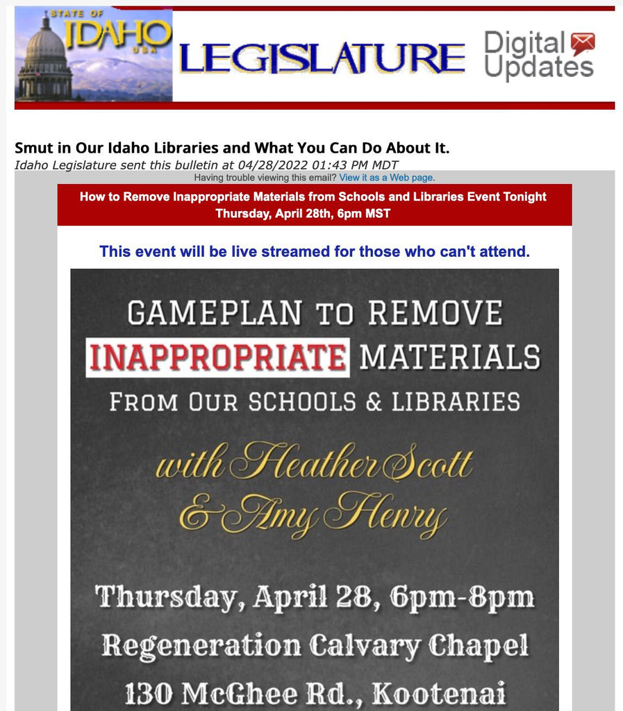 “Libraries Are Promoting an Agenda to Destroy Families”: Idaho State Rep Partners on Program to Remove Books from Libraries