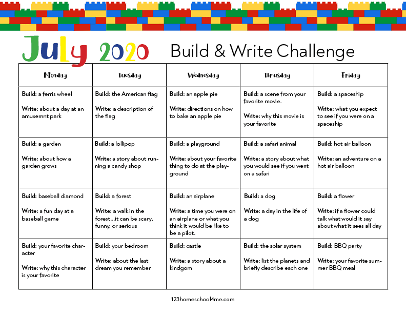 Build and Write Lego Challenge for July