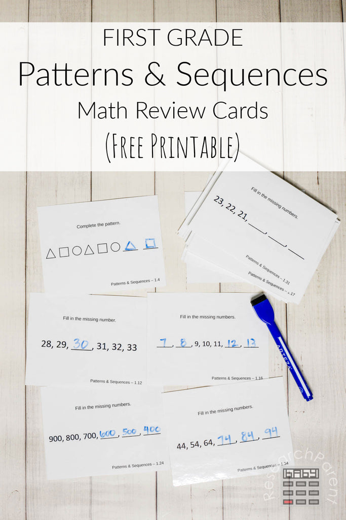 First Grade Math Cards: Patterns & Sequences
