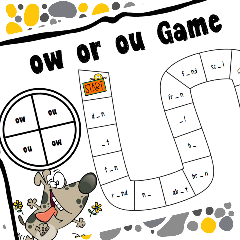 FREE Printable Phonics ou and ow Words Game