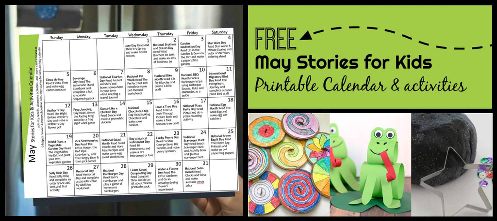 May Activity Calendar with Stories for Kids