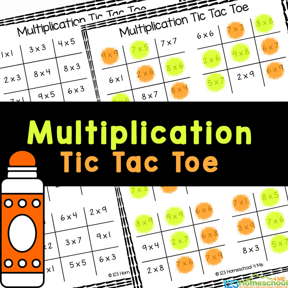 FREE Printable Multiplication Worksheets Tic-Tac-Toe Math Game