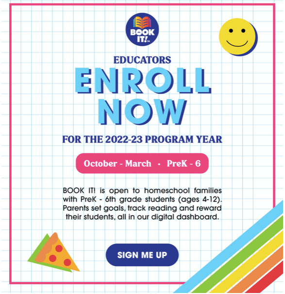 Homeschoolers!  Time to Enroll in Book-It Program!