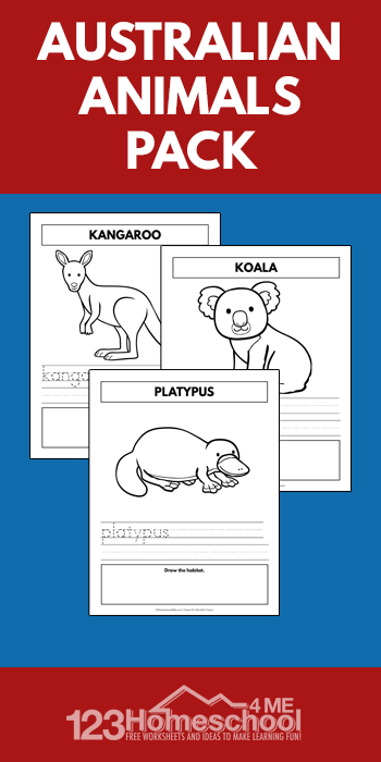 FREE Printable Australian Animals for Kids Worksheets
