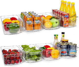 Set Of 8 HOOJO Refrigerator Bins 12.5" Long For $22.99 + Free Shipping w/Prime