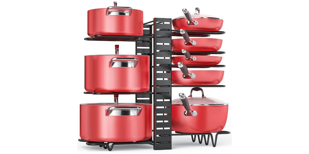 This best-selling kitchen organizer rack can hold a full cast-iron set at all-time low of $17