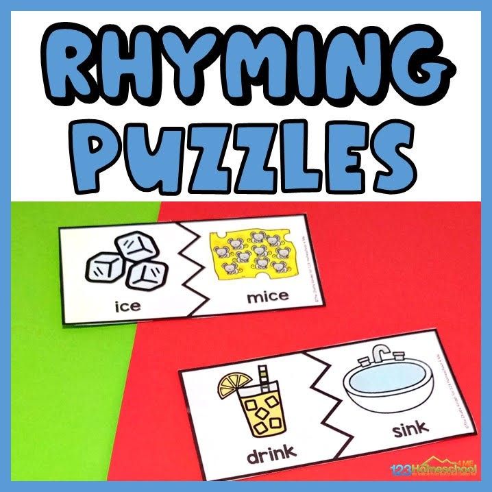 FREE Printable Rhyming Words Puzzles Activity