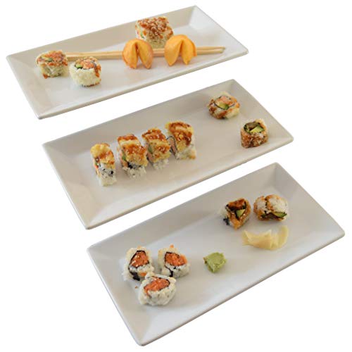 Porcelain Rectangular Serving Platters and Trays, White Serveware, Ceramic Cookie Tray for Serving