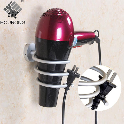 1pcs  Space Aluminum Hair Dryer Holder Wall Mounted Rack Shelf Hairdryer Storage Holder  Bathroom