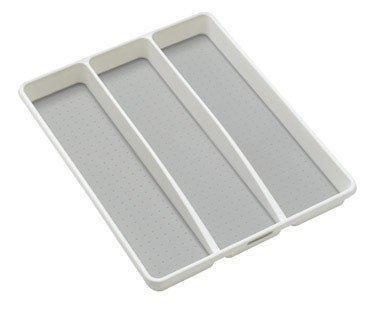 madesmart Classic Utensil Tray - White | CLASSIC COLLECTION | 3-Compartments | Kitchen Organizer |Soft-grip Lining and Non-slip Rubber Feet | Easy to Clean | BPA-Free
