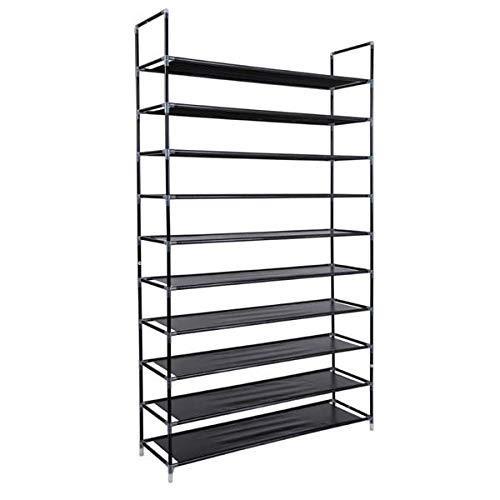 Buy meevrie 10 tiers shoe racks space saving non woven fabric shoe storage organizer cabinet tower for bedroom entryway hallway and closet black