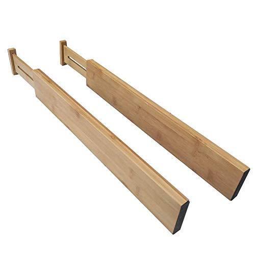 Simhoo Bamboo Drawer Dividers,Kitchen Organizers,Adjustable and Expandable Separators Organizers for Kitchen,Dresser,Bedroom,Bathroom,Baby Drawer Set of 2