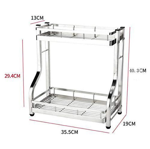 Spice Rack Organizer, Fresh Household 2 Tier Spice Jars Bottle Stand Holder Stainless Steel Kitchen Organizer Storage Kitchen Shelves Rack