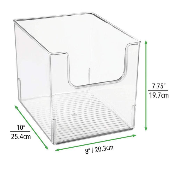 Purchase mdesign plastic open front bathroom storage organizer basket bin for cabinets shelves countertops bedroom kitchen laundry room closet garage 8 wide 4 pack clear