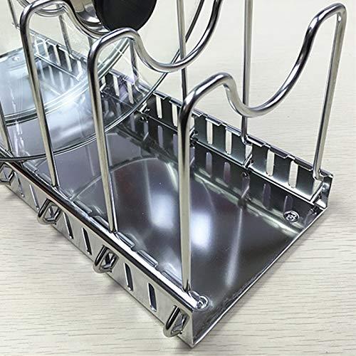 Adjustable Rack Pot Lid & Pan - Shelf Dish Drainer Shelves Multifunctional Organizers For The Kitchen (Large With 7 Holders)