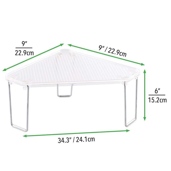 Featured mdesign corner plastic metal freestanding stackable organizer shelf for kitchen countertop pantry or cabinet for storing plates mugs bowls canned goods baking supplies 4 pack clear chrome
