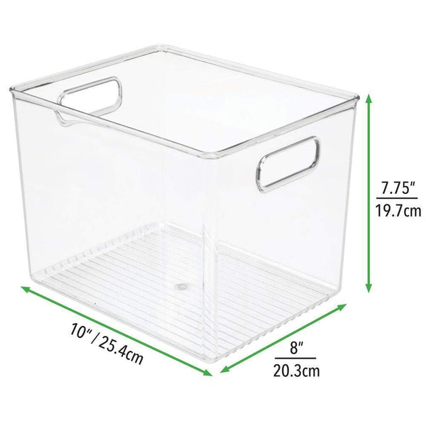 Save on mdesign plastic storage bin with handles for office desk book shelf filing cabinet organizer for sticky notes pens notepads pencils supplies bpa free 10 long 4 pack clear