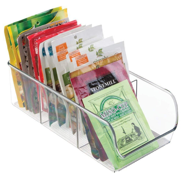 Shop here mdesign plastic food packet kitchen storage organizer bin caddy holds spice pouches dressing mixes hot chocolate tea sugar packets in pantry cabinets or countertop 8 pack clear