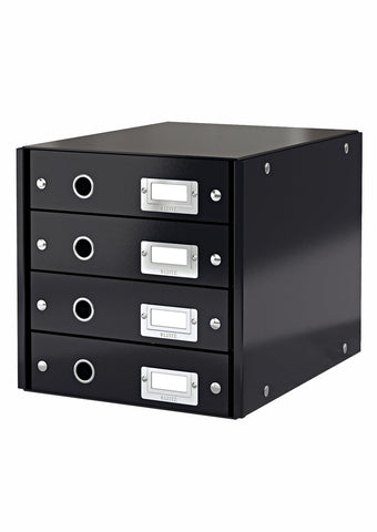 Buy now leitz click store storage box 4 drawer collapsible stackable patented design bin cabinet desk organizer black 60490095