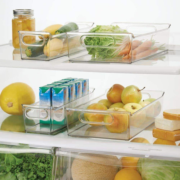 Shop mdesign plastic kitchen pantry cabinet refrigerator or freezer food storage bins with handles organizers for fruit yogurt drinks snacks pasta condiments set of 4 clear