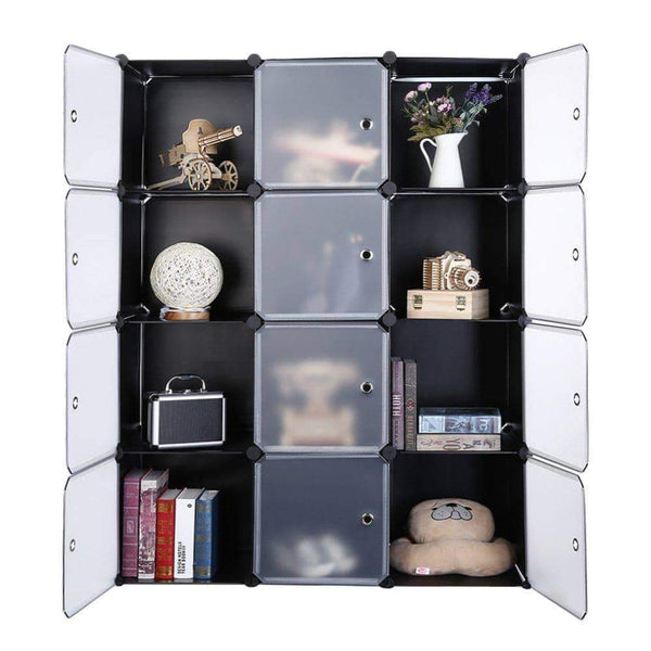 Latest robolife 12 cubes organizer diy closet organizer shelving storage cabinet transparent door wardrobe for clothes shoes toys
