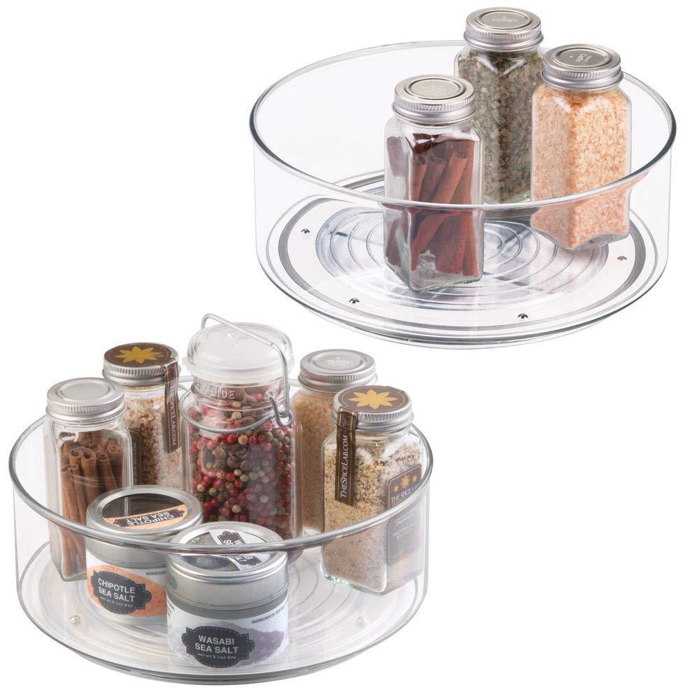 Shop mdesign plastic lazy susan spinning food storage turntable for cabinet pantry refrigerator countertop spinning organizer for spices condiments baking supplies 9 round 2 pack clear