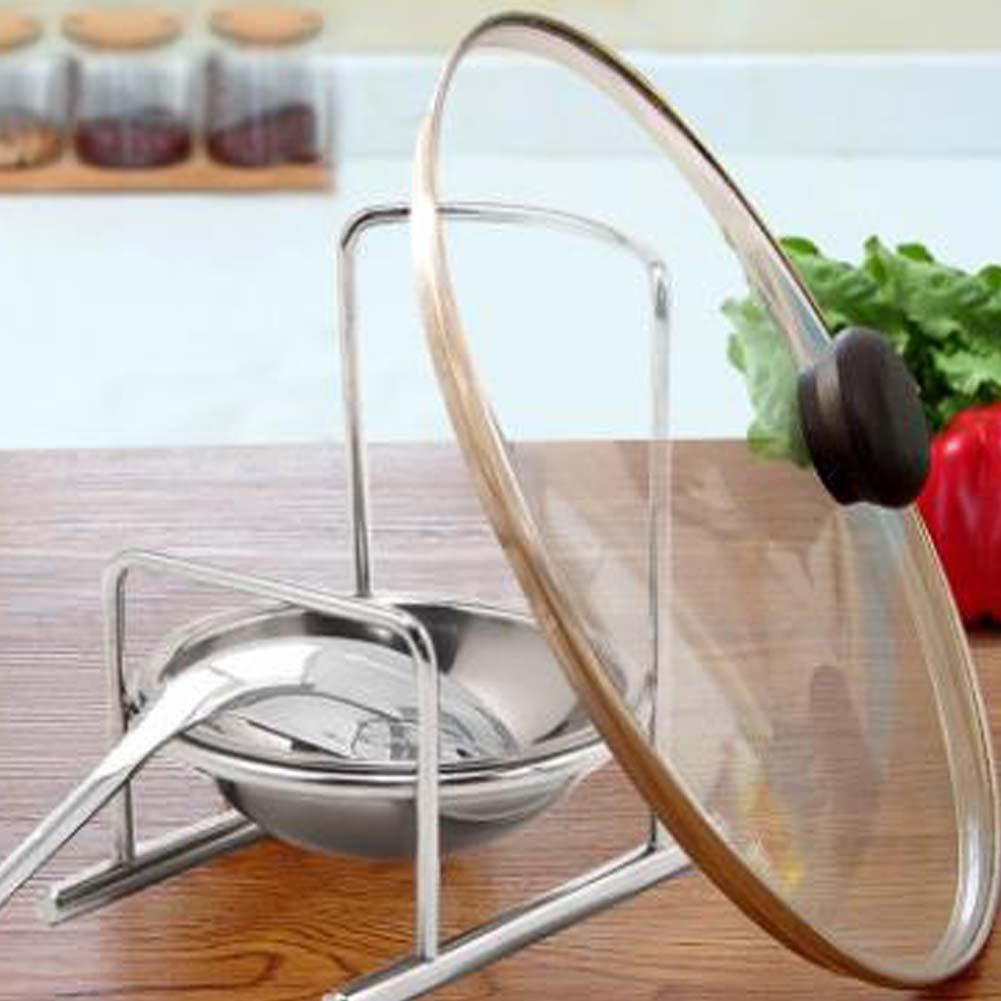 ANQI Stainless Steel Pot Cover Lid Rack Soup Spoon Holder Multifunctional Kitchen Stacks Spade Rack for Cooking Tool 2PCS