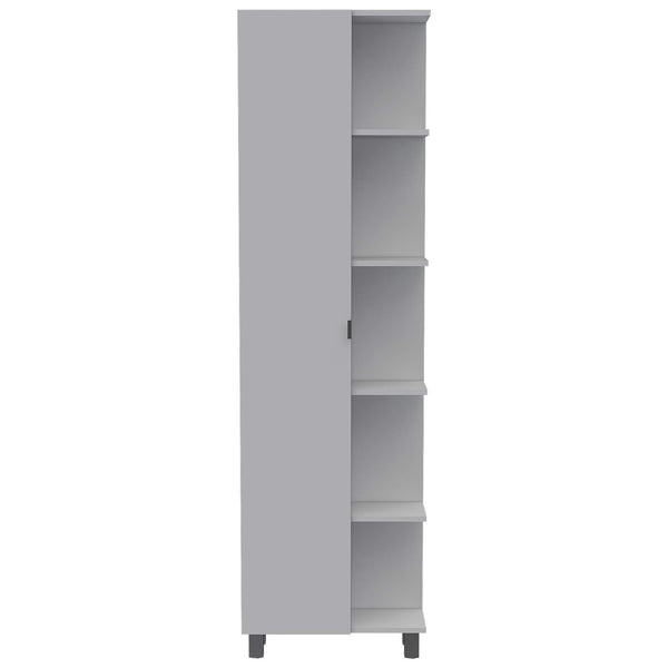 Buy now tuhome urano storage cabinet linen cabinet bathroom cabinet with 5 open external storage shelves and 1 cabinet w 3 adjustable shelves