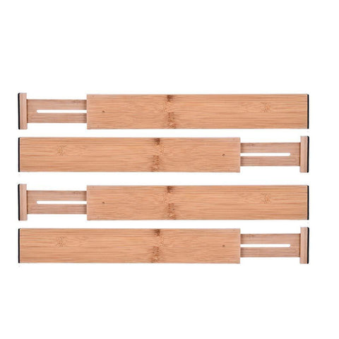 Lebeauty Drawer Dividers Bamboo Kitchen Organizers - Spring Adjustable & Expendable | Best for Kitchen Dresser Bedroom Baby Drawer Bathroom and Desk Beige (Set of 4)