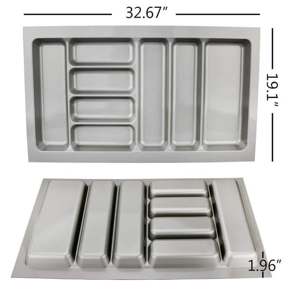 Amazon best 8 compartments cutlery tray insert utensil drawer divider organiser 900mm width cabinet abs plastic gray adjustable
