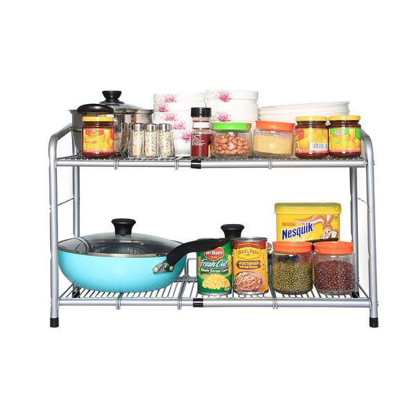 Discover the flagship 2 tiers under sink strainer stainless steel silver expandable cabinet shelf kitchen and bath multipurpose tidy organizer storage rack