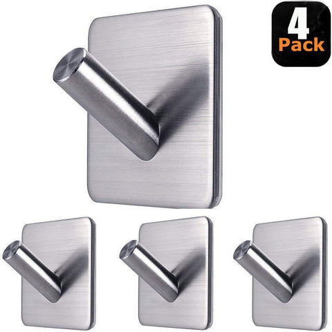 Fotosnow Stainless Steel Powerful Adhesive Hooks - 4 Pack