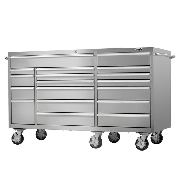Shop viper tool storage vp7218ss pro 72 inch 18 drawer 304 stainless steel rolling cabinet