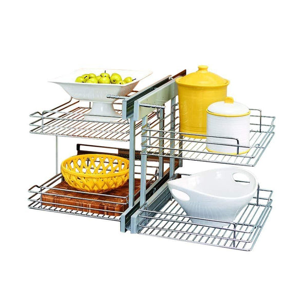 The best rev a shelf 5psp 18 cr 18 in blind corner cabinet pull out chrome 2 tier wire basket organizer