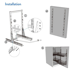 Budget vadania pull out cabinet organizer for 24 wide cabinet 2 tier wire basket linkage with door storage bottom mount slide system soft close 1